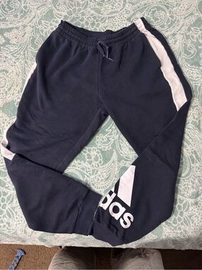 adidas Black Joggers with White Side Stripes and Logo